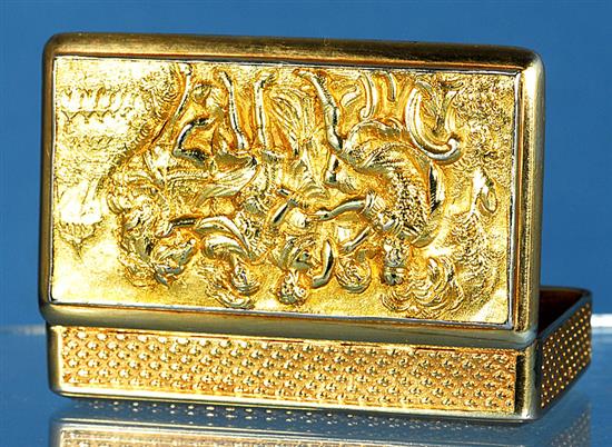 A good George III silver gilt snuff box, Length 80mm Width 55mm Weight 6.4oz/181grm